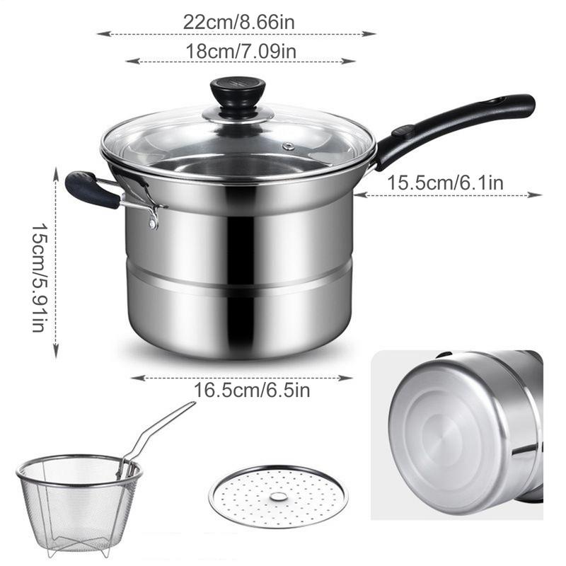 Deep Fryer Pot Stainless Steel Fry Pot with Basket and Lid Food Grade Deep Fryer Multifunctional Deep Frying Pot