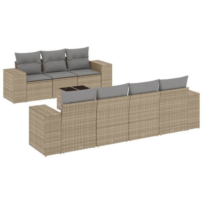 VidaXL Garden Lounge Set with Cushions 8 Pcs, Patio Sofas, Patio Furniture Set, Outdoor Furniture, Beige 3254666