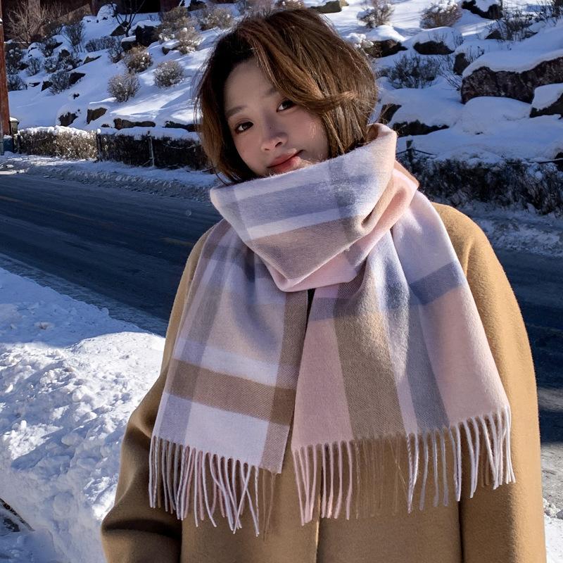 Atmosphere pure wool plaid scarf retro men and women couples high-grade thickened winter warm scarf