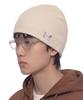 Eondeokeonteulol All-Season Cotton Slim Fit Thin Knit Logo Embroidery Beanie Solid Unisex Beanie Hat Beanie / Uc / No Cuff / Cream