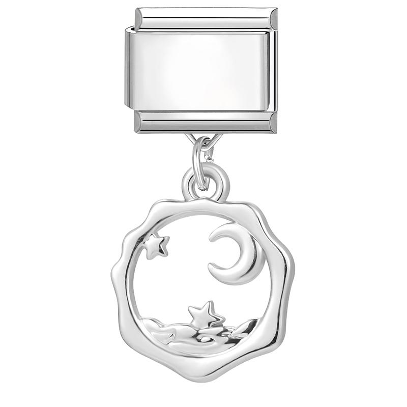 Glitter Bow Cat Butterfly Crab Star Flower Pendant Italian Charm Links Fit 9mm Stainless Steel Bracelet Women DIY Making Jewelry