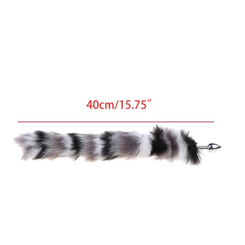 3 Pcs Multi-Size Butt Plug with Faux Fo-x Tail, Plush Ear Hair Clip and Collar for Role Play Costume Prop Drop