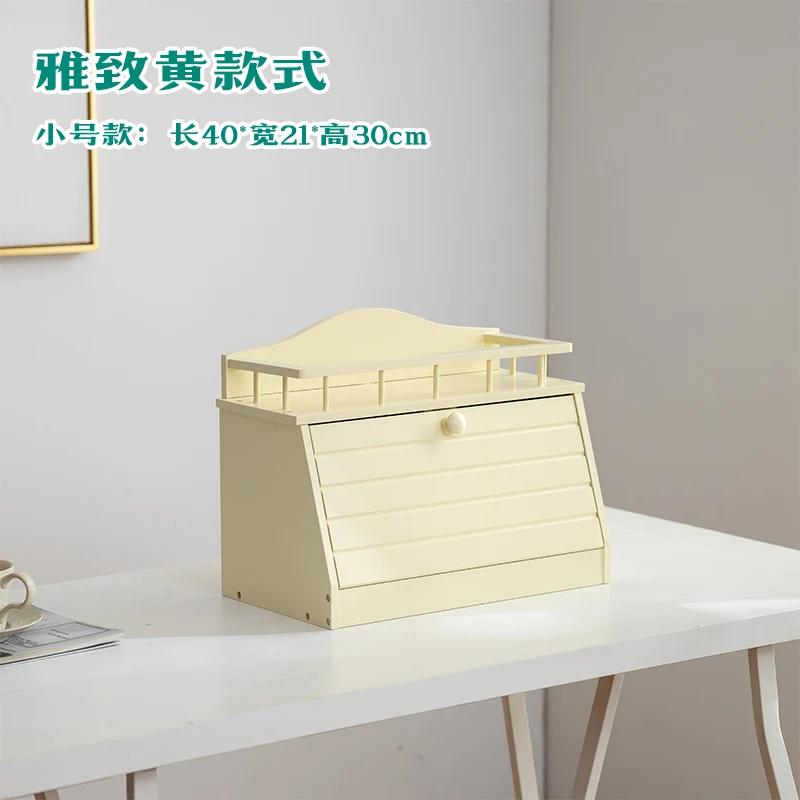 Bamboo Desktop Storage Box Front-Opening Waterproof Organizer Country Style Snack Box with Flip Lid Decorative Storage Case