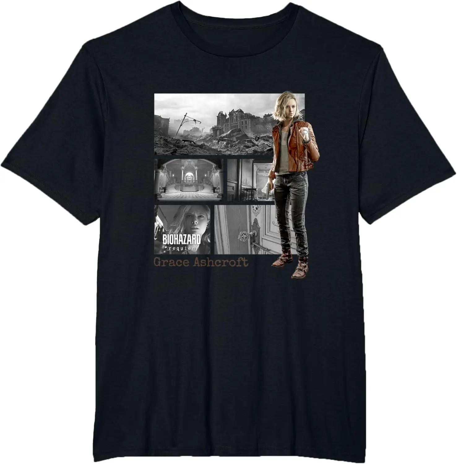 

2026 New Resident Evil Requiem Grace FP T-Shirt Unisex High Quality Oversized Casual T Shirt Cotton Short Sleeve Men Women Te... S разноцветный