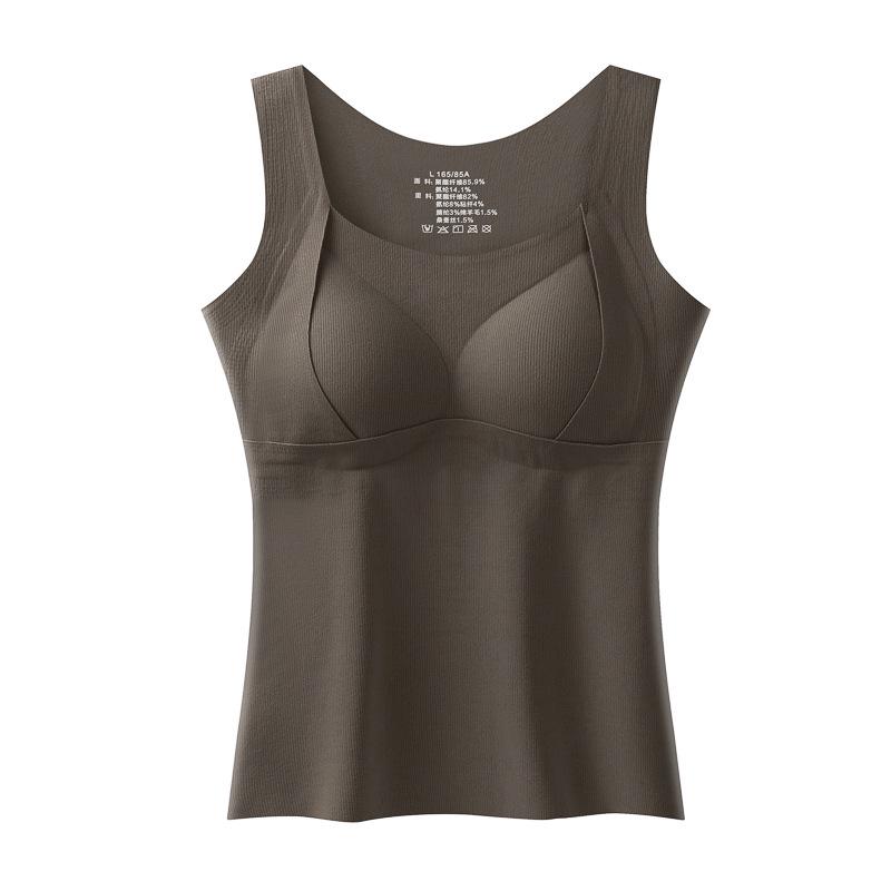 Damen Antistatische Lange Warme Weste: Eingebaute BH-Polster, Acryl, Weiche einteilige Innen- und Oberbekleidung für Herbst/Winter