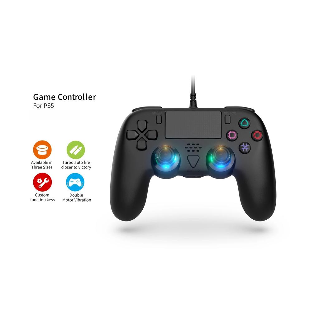 Newly 3M Wired Gamepad for PS5&PS5 Slim Console,Supports Programming Function with Asymmetric Dual Motor Vibration Function