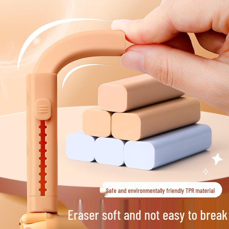 Tecknad Kreativ Tryck-Drag Suddgummi för Barn: Inga smulor, Superrent, Högkvalitativt, Perfekt för skola & förskola.