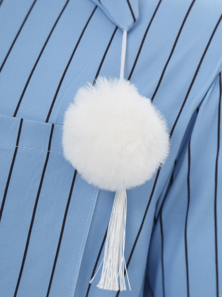 Mens Striped Nightgown Robe with Hat Long Sleeve Full Length Pompom Trim Adjustable Sleep Cap Arabian Pajamas