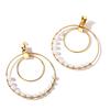 1 Pairs Of Earrings Alloy Retro Style Simple Golden Size Circle Winding Pearl Earrings