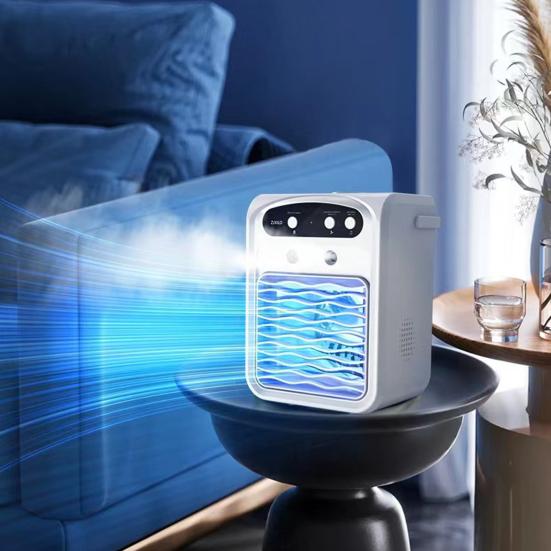 Aparat de aer condiționat portabil cu rezervor mare de apă, baterie reîncărcabilă, funcționare silențioasă, unitate AC portabilă cu difuzor compatibil Bluetooth