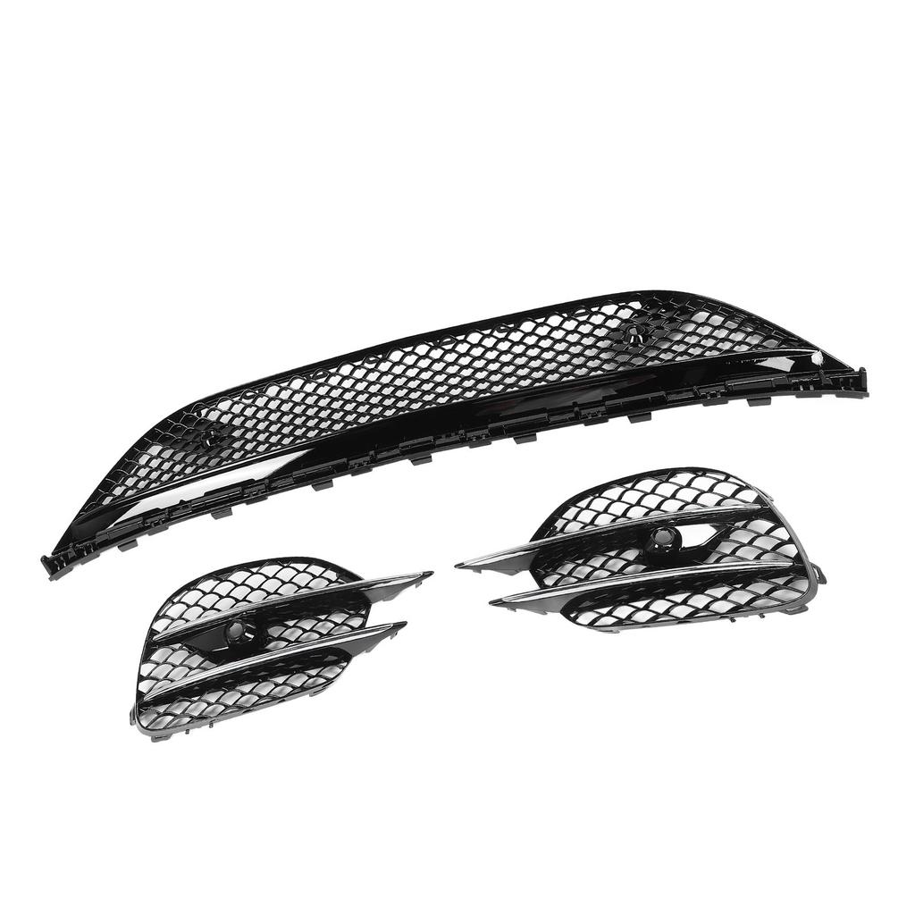 Glossy Black Front Bumper Under Grille Fog Grille Trim Kits 2228857100 S Class W222 Sedan Line 2018-2020
