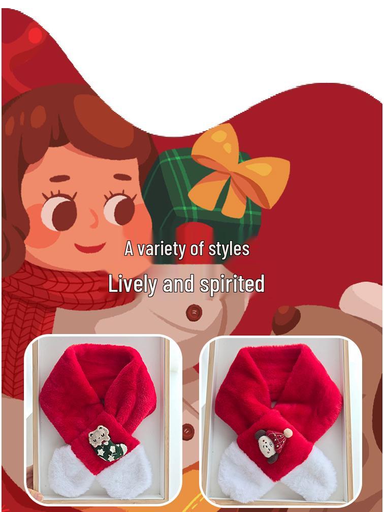 Kids' Red Knit Scarf: Winter Plush Neck Warmer