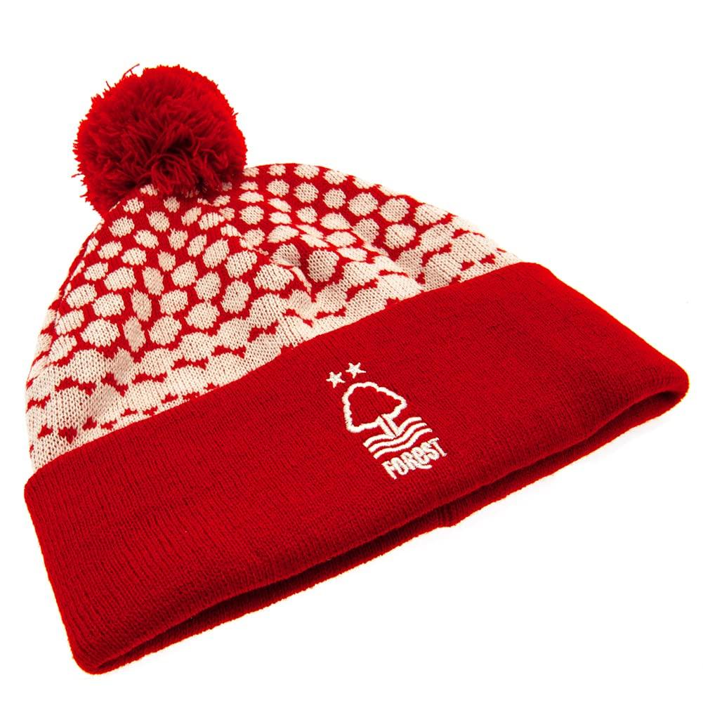 Nottingham Forest FC Knitted Turn Up Bobble Hat
