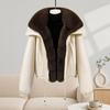 Sweater collar leather jacket cotton-padded jacket women's winter new fashionable foreign style short thickened warm cotton-padded jacket