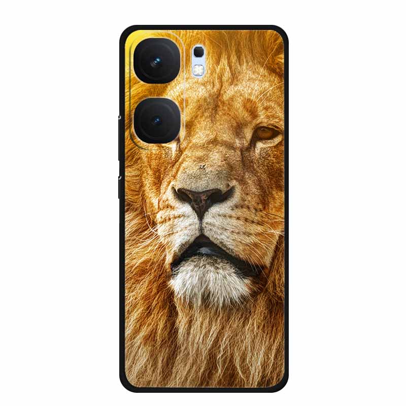 For Vivo iQOO Neo9 Pro Case TPU Silicone Soft Back Cover for Vivo iQOO Neo9 Neo 9 Black Fashion Cool Animals Coque Lion Tiger