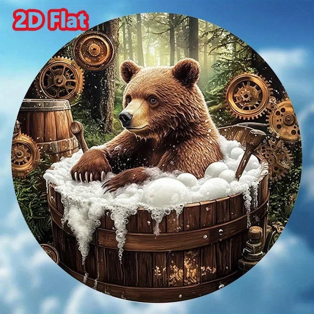 

Vintage Steampunk Metal Bear Sign Rustic Forest Bathtub Wall Art Durable Decor 20x20 різнокольоровий