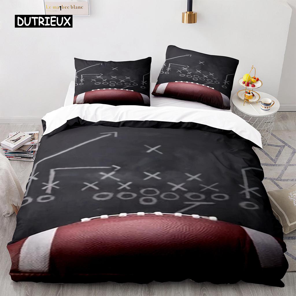 Football Duvet Cover for Boys Girls Burning Football Comforter Cover Microfiber Sports Games Theme Soft King Size Quilt Cover