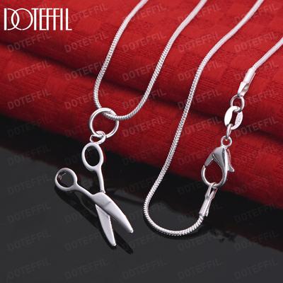 925 Sterling Silber Kette Schere Anhänger Halskette Modischer Hochzeitsschmuck