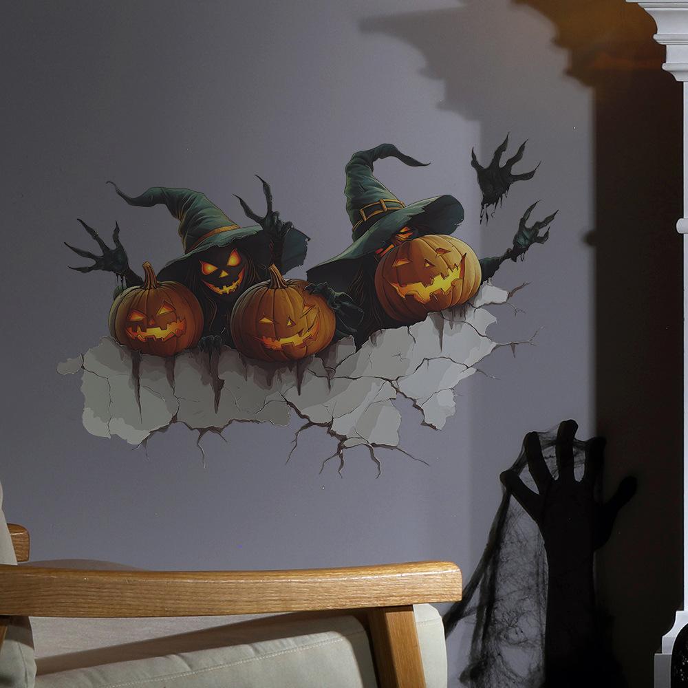 Halloween Wall-breaking Pumpkin Ghost Hand Bedroom Living Room Home Decoration Wall Stickers