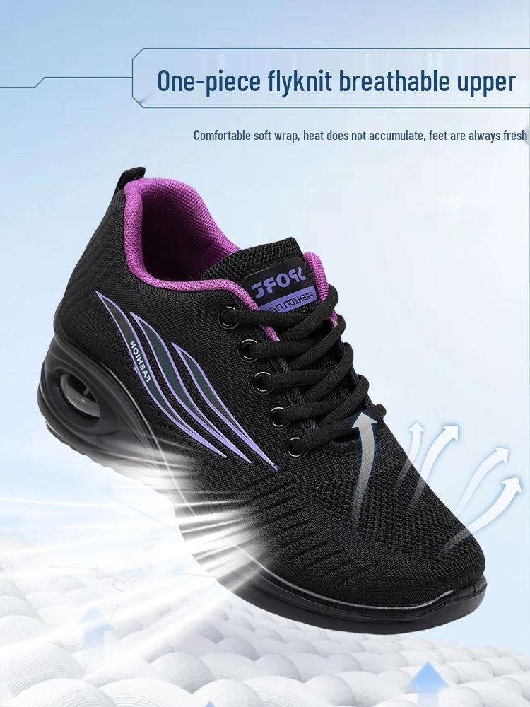 Women's Soft Sole Shock-Absorbing Dance Shoes with Breathable Mesh and Mid-Heel for Casual Square Dancing