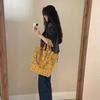 Autumn Winter Vintage Ginger Yellow Plaid Large Capacity Tote Bag Commuter Versatile Handheld Shoulder Underarm Bag