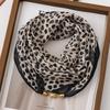 Women Korean Style Leopard Print Magnetic Buckle Scarf Thin Triangle Neck Kerchief Versatile Decorative Neck Scarf for Spring Autumn