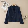 ZANZEA Lässiger Damen-Blazer mit Umlegekragen, langen Ärmeln und dünner Strickjacke
