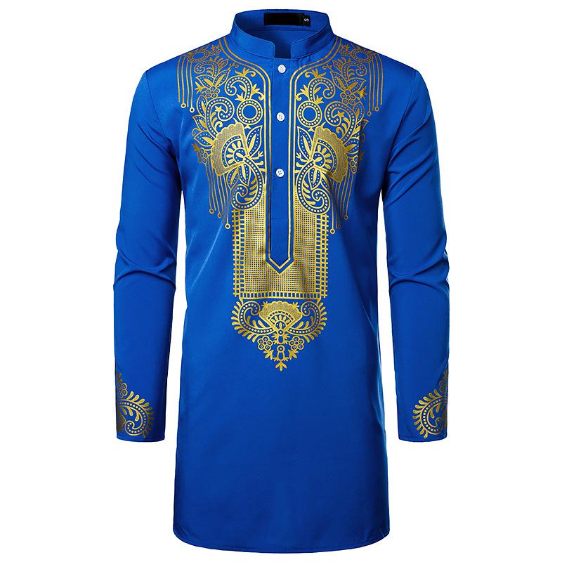 Men's Casual African Style Long Sleeve Print Shirt