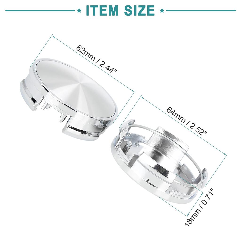 ACROPIX 4pcs Car Tire Wheel Center Hub Cap Cover 4 Lugs 62mm Silver Tone