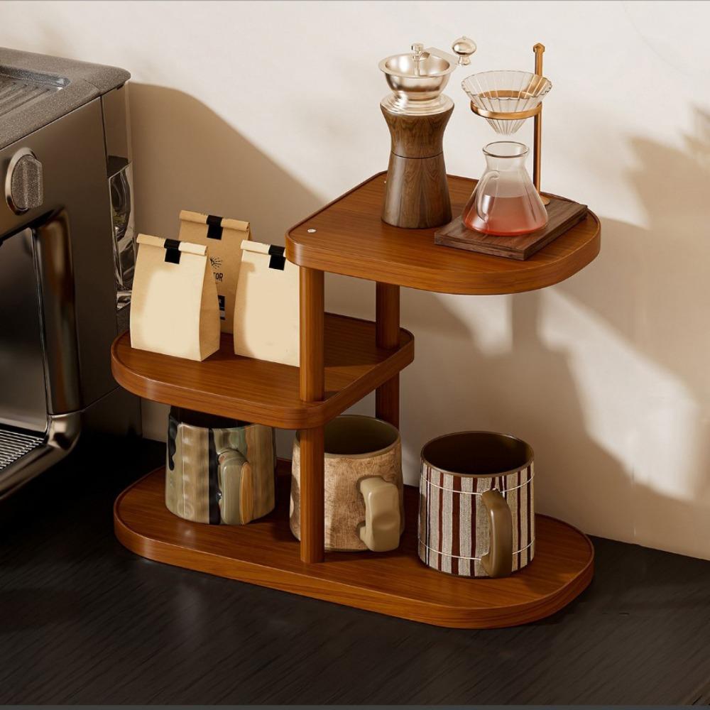 Large Capacity Cup Storage Rack Bamboo Seasoning Storage Rack Perfume Display Stand for Kitchen