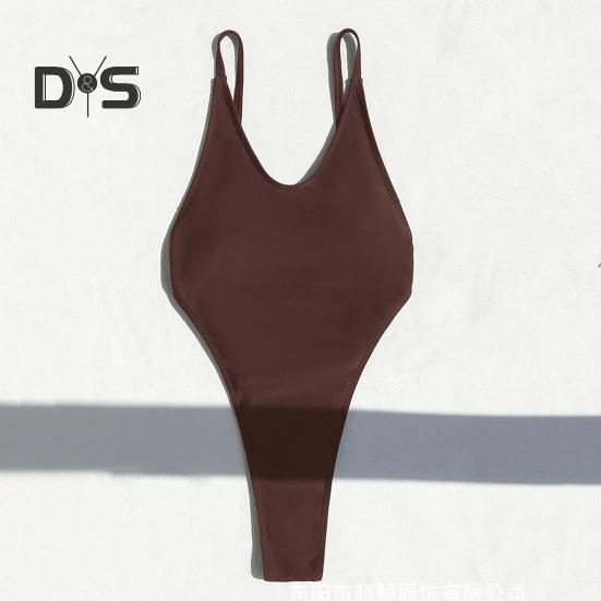 Dámské sexy monokiny plavky s výstřihem do V, bez rukávů, design bez zad, jednodílné bikiny střih zlepšující postavu