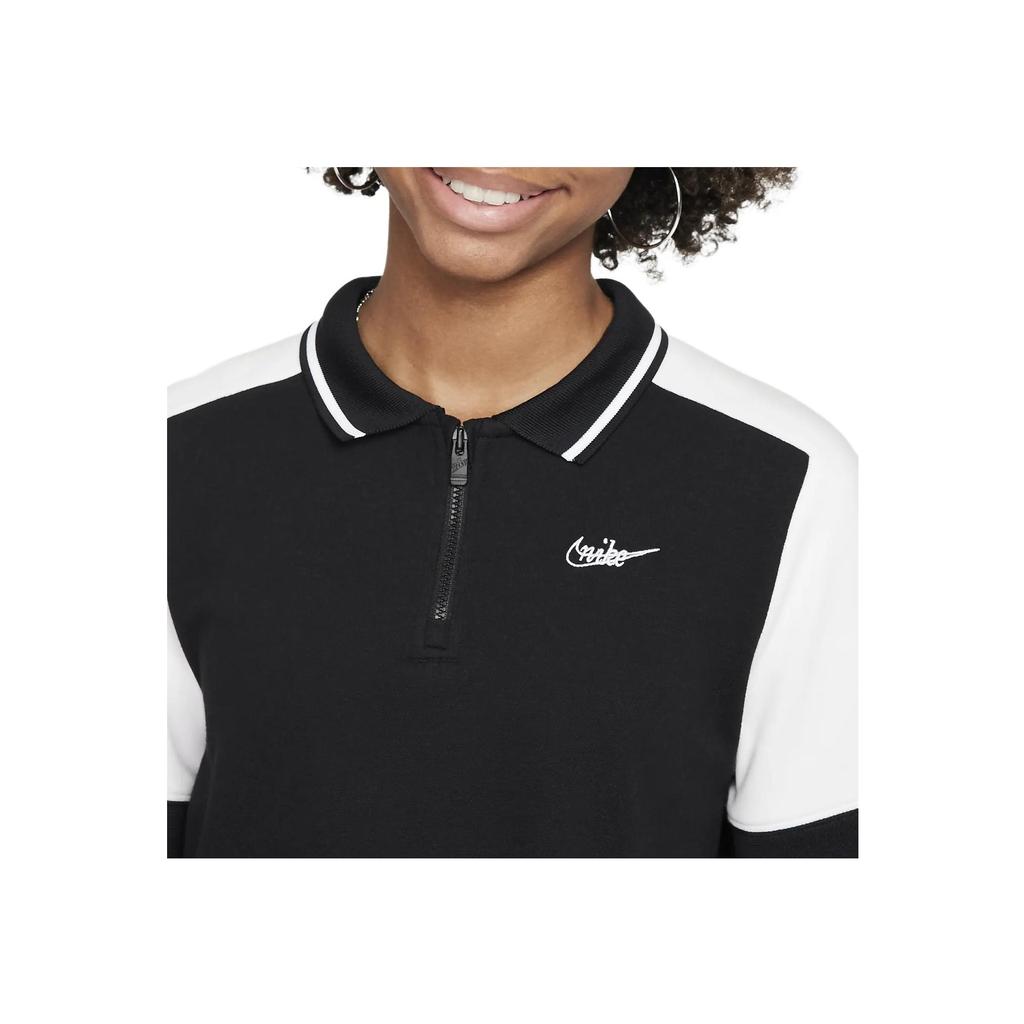 Nike Polo Colorblock Manga Corta Deportivo Casual Camiseta Tops Mujer Negro Blanco FV0188-010
