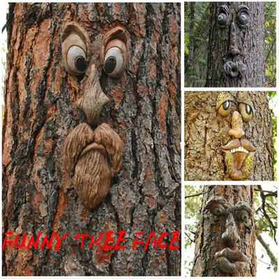 Hof Kunst Outdoor Baum Lustige Alte Mann Gesicht Skulptur Wunderliche Baum Gesicht Garten Dekoration