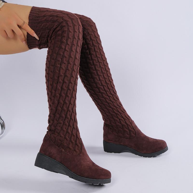 Women S Thick Platform Wedge Heel Over The Knee Boots Large Size Winter