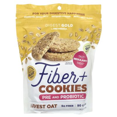 Fiber + Cookies, Prebiotic and Probiotic, Harvest Oats, 6.21 Oz (176 G)