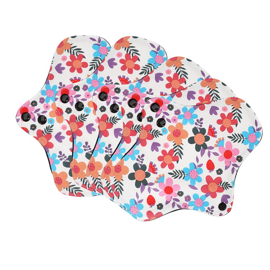 5pcs Reusable Menstrual Pads Breathable Highly Absorbent Cotton Postpartum Sanitary Pad L