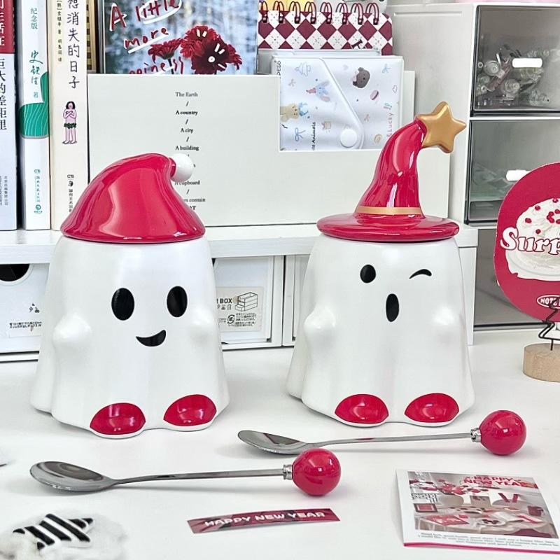 New Year's Gifts for Boys and Girls, Cute Ghost and Ghost Mugs, Girlfriends' Souvenirs, High-value Couple Ceramic Cups.
