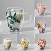 Creative Double Wall Coffee Mug Real Dried Flower Filler Glass Cups Gifts High Borosilicate Glass Cup With Handles