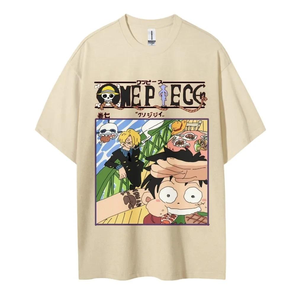 One Piece Animation Derivatives Luffy Sanji Printing Men's and Women's Summer Fashion Breathable Street Short-sleeved T-Shirt