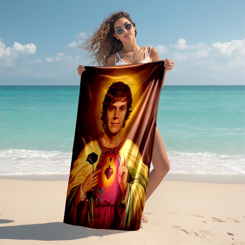 Beach Towel with Evan Peters2 Pattern - soft,absorbent,machine washable Lightweight&Modern,swimming,Travel Essentials