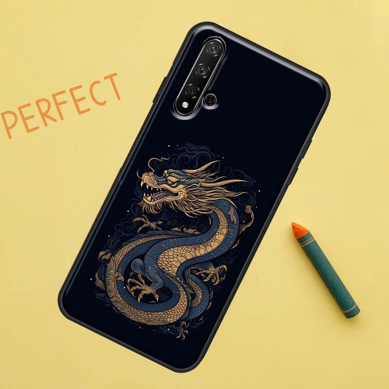 Chinese Style Crane Dragon For Huawei Nova 5T 9 10 SE 7i 8i 11i 12i Y60 Y61 Y70 Y72 Y73 Y90 Y91 P20 P30 P40 Lite Case