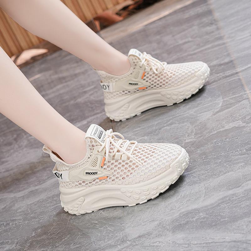 2024 Summer Breathable Mesh Casual Shoes Fashion Women Wedge Platform Comfortable Soft Sole Sports White Shoes Zapatillas Mujer
