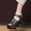 Johnature Roman Platform Sandals Genuine Leather Peep Toed Thick Soled Casual Women's Shoes