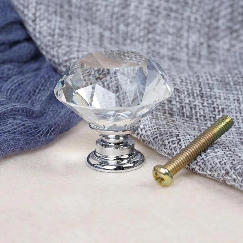 New Ideas Diamond Crystal Handle Handles Drawer Knobs Furniture Handles with Screws Home Decoration with Screws