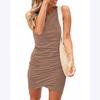Womens Summer Dresses Sleeveless Ruched Bodycon Mini Dress for Summer Dresses for Women and Vacation Dresses for Women 2026 Beach Dresses for Women
