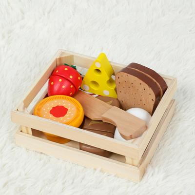 Yousheng 9Pcs/Set Toddlers Kitchen Playset Simulated Food Accessories Boys Girls Wooden Pretend Play Food Cutting Breakfast Educational Toy Kit