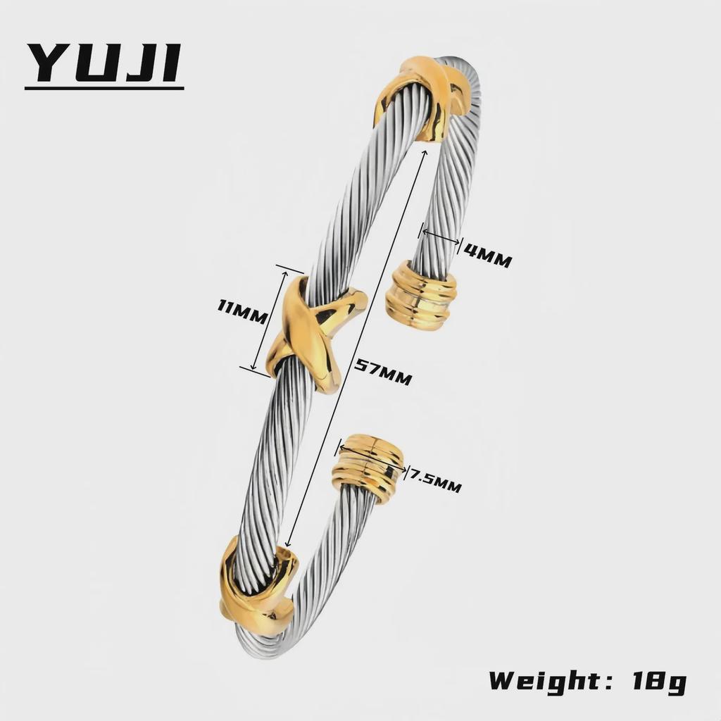 Trendy European-American 4MM Titanium Steel Twisted Wire Open Bracelet – Stainless Steel, Versatile Design for Women
