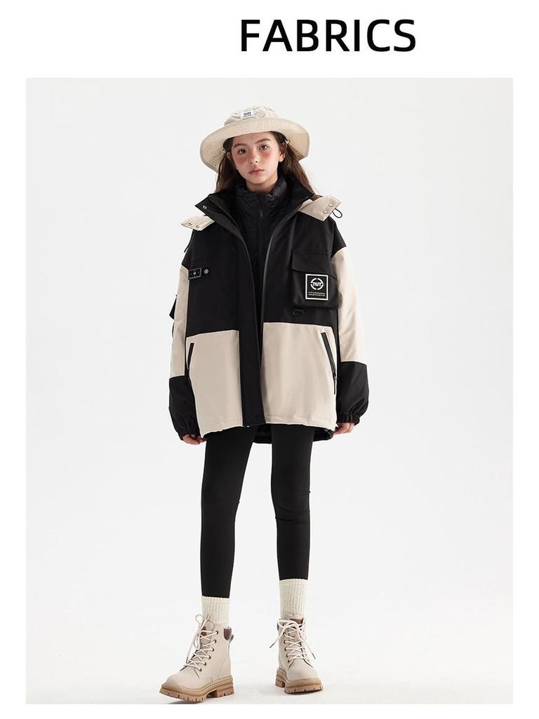 2024 Girls' 3-in-1 Winter Down Jacket - Windproof & Waterproof with Detachable Layers for Big Kids