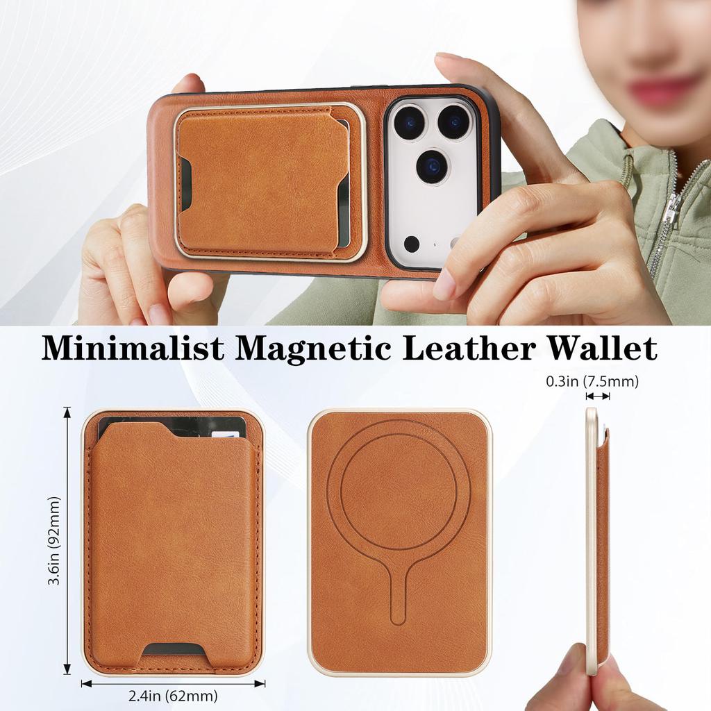 Ultra-thin Magnetic Card Holder Combo Leather Case for iPhone 16 Pro Max 17 Air 16e 15 14 Plus 13 12 Wireless Charging Cover
