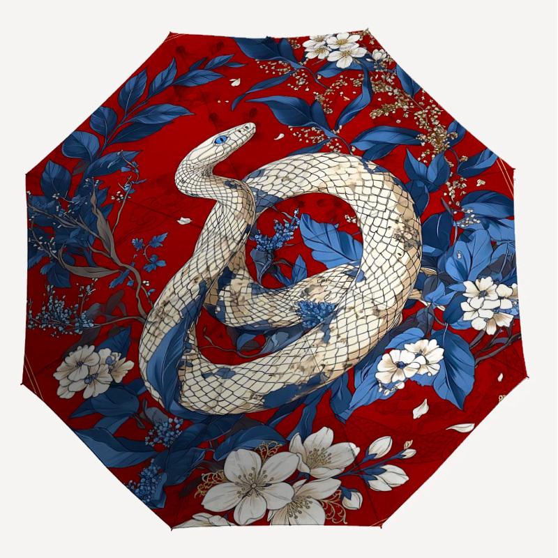 1PC Snake Flowers Umbrella-8-Rib Reinforced Portable Folding Travel Suitable for All Seasons Outdoor Daily Use Is an Ideal Choice -K0416